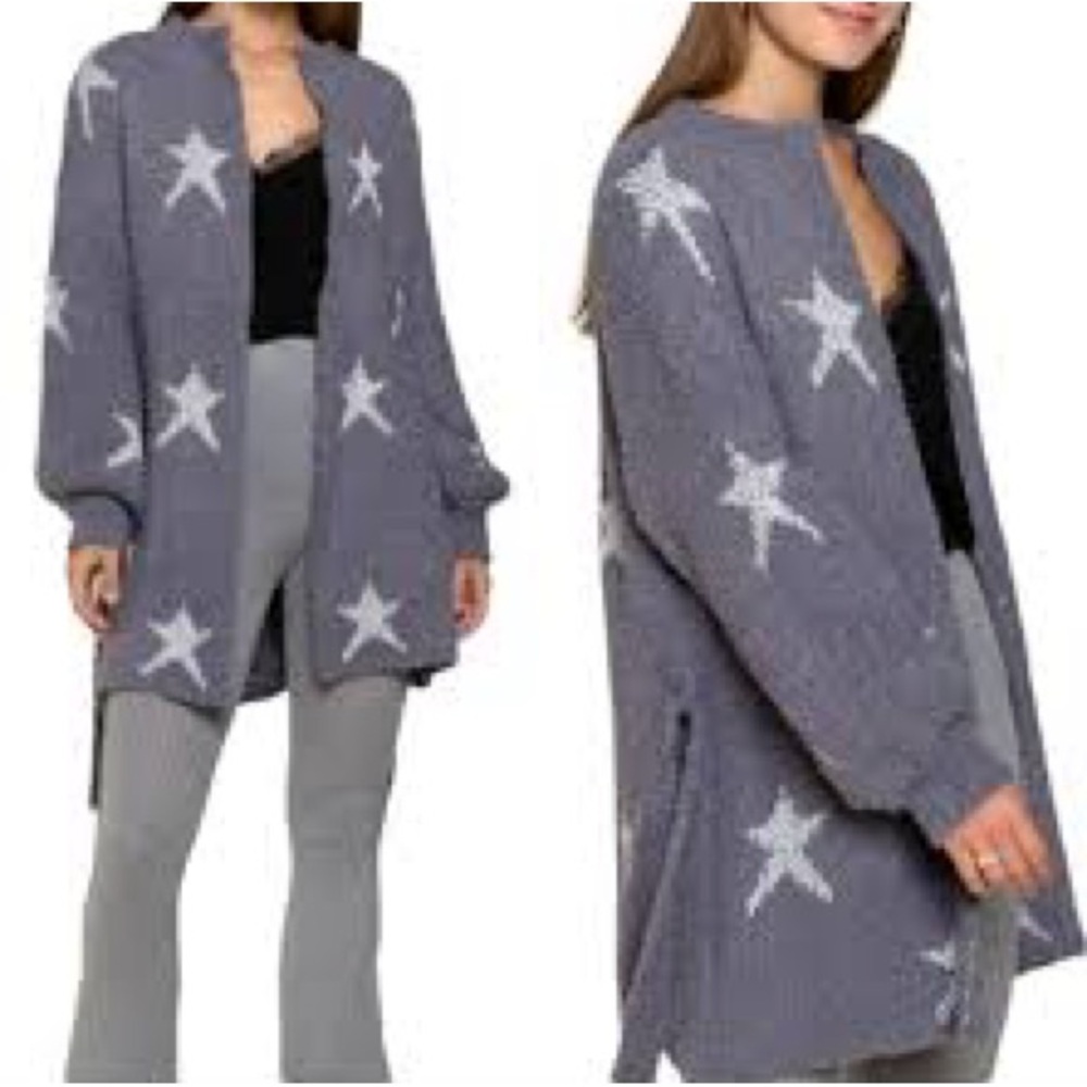 POL - Starry Night Cardigan - Gray / White - Women’s Large